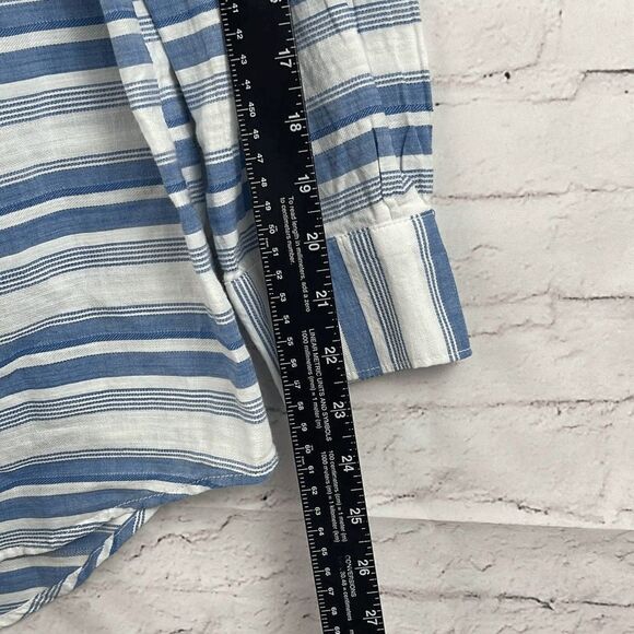 A New Day Button Up Shirt Womens XL Striped Long Sleeve Pocket 100% Cotton Blue - Picture 5 of 9